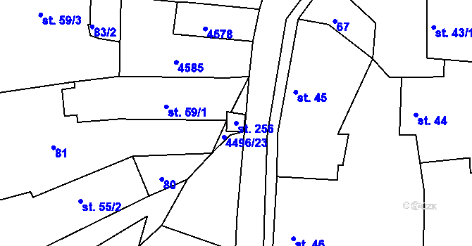 Parcela st. 256 v KÚ Velenovy, Katastrální mapa