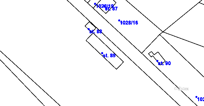 Parcela st. 89 v KÚ Prostřední Svince-Holkov, Katastrální mapa