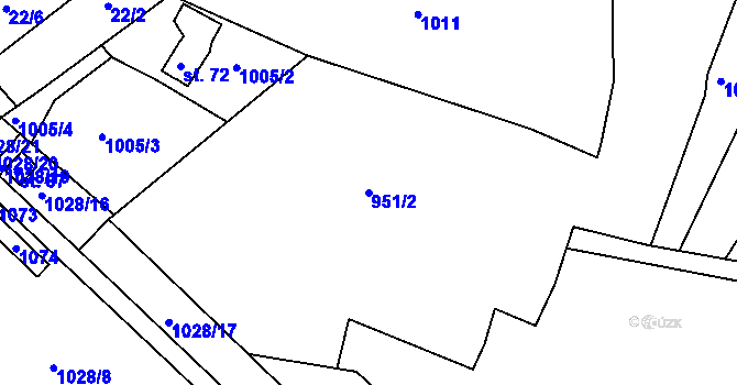 Parcela st. 951/2 v KÚ Prostřední Svince-Holkov, Katastrální mapa