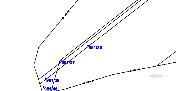 Parcela st. 981/33 v KÚ Prostřední Svince-Holkov, Katastrální mapa