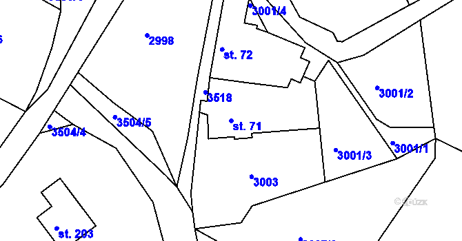 Parcela st. 71 v KÚ Chodeč, Katastrální mapa