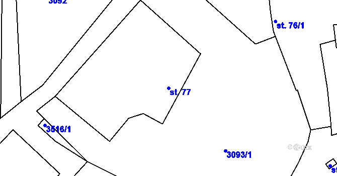 Parcela st. 77 v KÚ Chodeč, Katastrální mapa