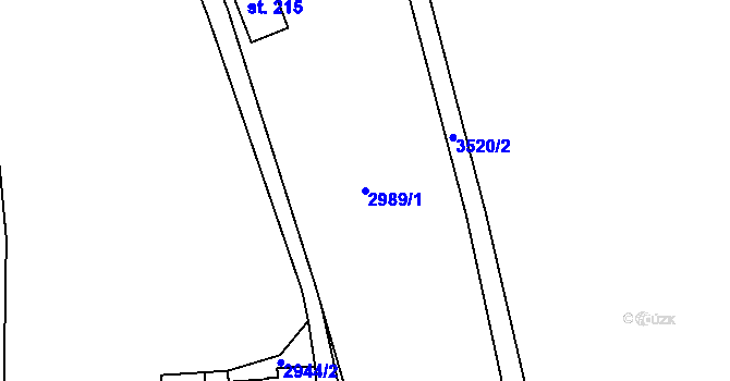 Parcela st. 2989/1 v KÚ Chodeč, Katastrální mapa