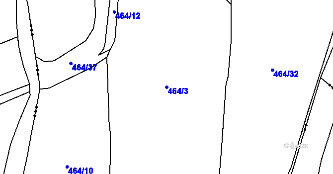 Parcela st. 464/3 v KÚ Mojné-Skřidla, Katastrální mapa