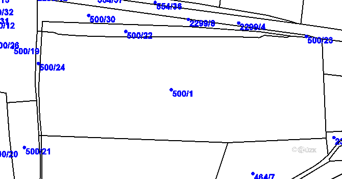Parcela st. 500/1 v KÚ Mojné-Skřidla, Katastrální mapa