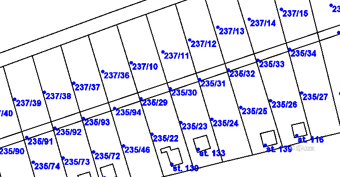 Parcela st. 235/30 v KÚ Mojné-Skřidla, Katastrální mapa