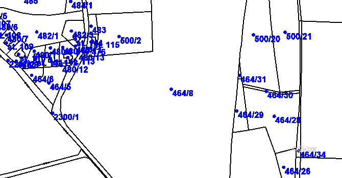 Parcela st. 464/8 v KÚ Mojné-Skřidla, Katastrální mapa