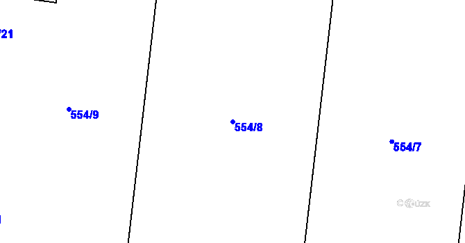 Parcela st. 554/8 v KÚ Mojné-Skřidla, Katastrální mapa