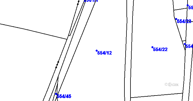 Parcela st. 554/12 v KÚ Mojné-Skřidla, Katastrální mapa