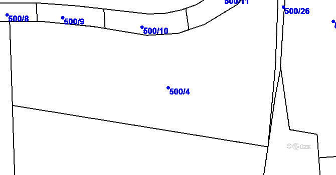 Parcela st. 500/4 v KÚ Mojné-Skřidla, Katastrální mapa