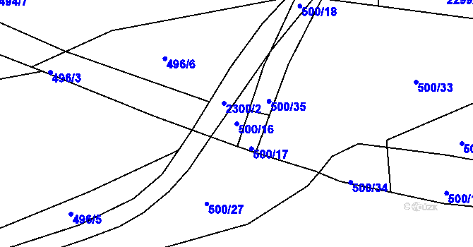 Parcela st. 500/16 v KÚ Mojné-Skřidla, Katastrální mapa
