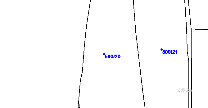 Parcela st. 500/20 v KÚ Mojné-Skřidla, Katastrální mapa