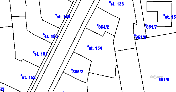 Parcela st. 154 v KÚ Velešín, Katastrální mapa