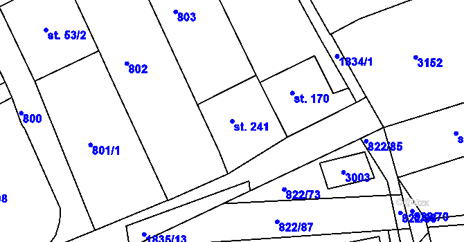 Parcela st. 241 v KÚ Velešín, Katastrální mapa