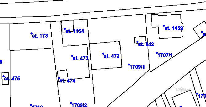Parcela st. 472 v KÚ Velešín, Katastrální mapa