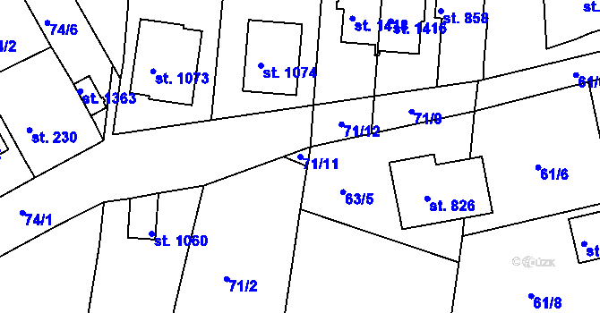 Parcela st. 71/11 v KÚ Velešín, Katastrální mapa