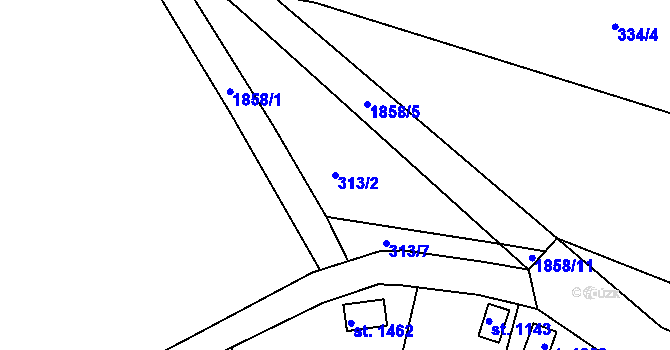 Parcela st. 313/2 v KÚ Velešín, Katastrální mapa