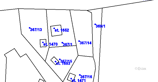 Parcela st. 367/14 v KÚ Velešín, Katastrální mapa