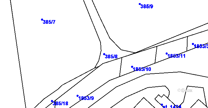 Parcela st. 385/8 v KÚ Velešín, Katastrální mapa
