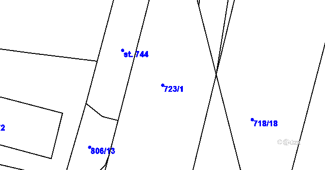 Parcela st. 723/1 v KÚ Velešín, Katastrální mapa