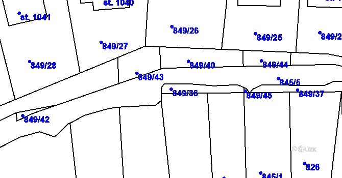 Parcela st. 849/36 v KÚ Velešín, Katastrální mapa