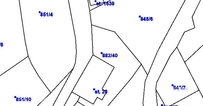 Parcela st. 882/40 v KÚ Velešín, Katastrální mapa