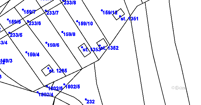 Parcela st. 159/33 v KÚ Velešín, Katastrální mapa