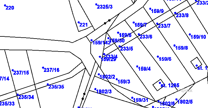Parcela st. 233/4 v KÚ Velešín, Katastrální mapa
