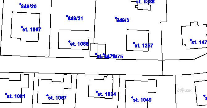 Parcela st. 1475 v KÚ Velešín, Katastrální mapa