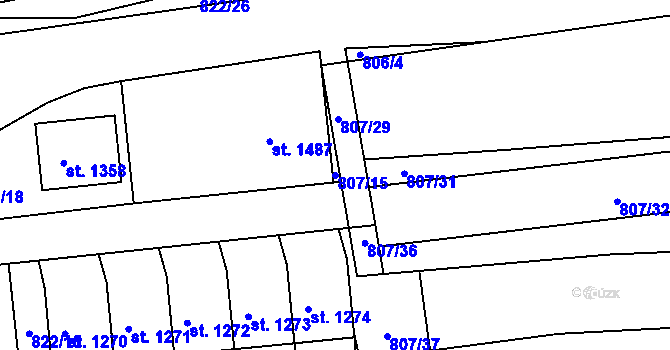 Parcela st. 807/15 v KÚ Velešín, Katastrální mapa