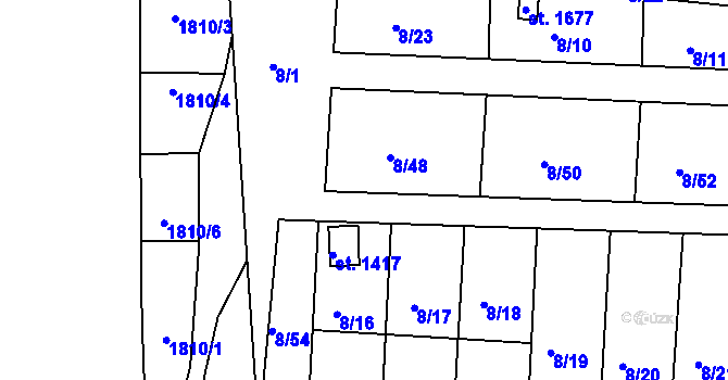 Parcela st. 8/49 v KÚ Velešín, Katastrální mapa