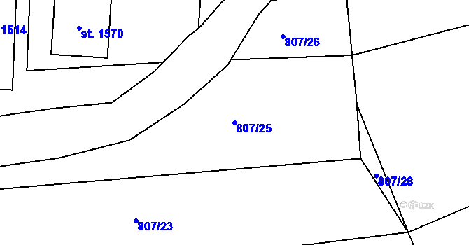 Parcela st. 807/25 v KÚ Velešín, Katastrální mapa