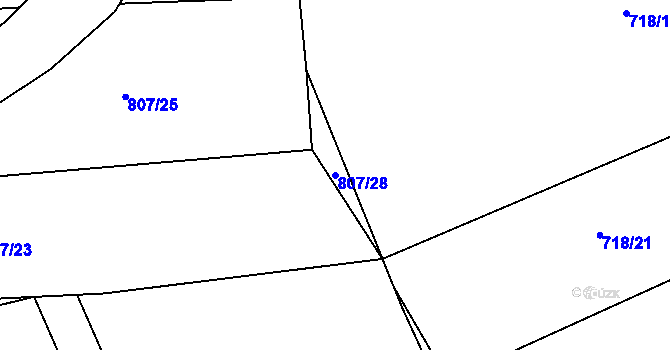 Parcela st. 807/28 v KÚ Velešín, Katastrální mapa