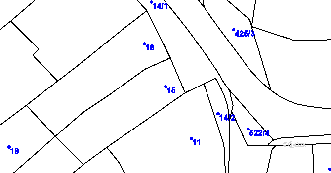 Parcela st. 15 v KÚ Holubice, Katastrální mapa
