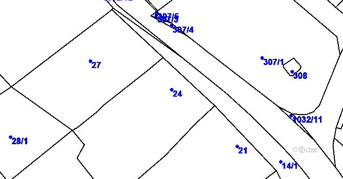 Parcela st. 24 v KÚ Holubice, Katastrální mapa