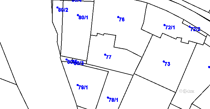 Parcela st. 77 v KÚ Holubice, Katastrální mapa