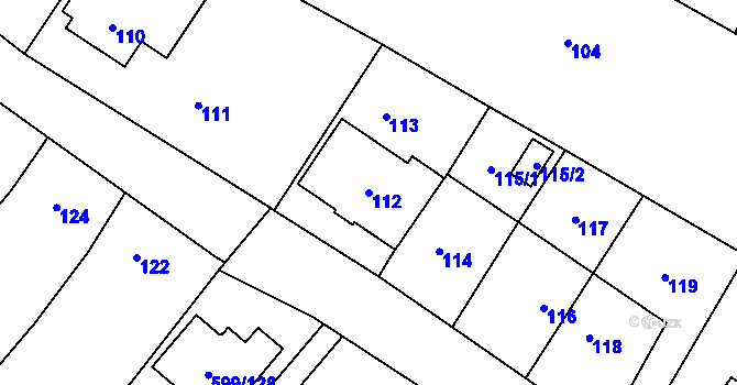 Parcela st. 112 v KÚ Holubice, Katastrální mapa