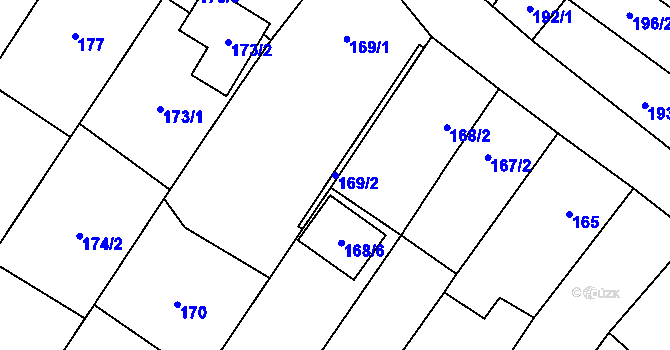 Parcela st. 169/2 v KÚ Holubice, Katastrální mapa