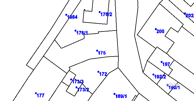 Parcela st. 175 v KÚ Holubice, Katastrální mapa