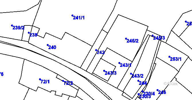 Parcela st. 242 v KÚ Holubice, Katastrální mapa