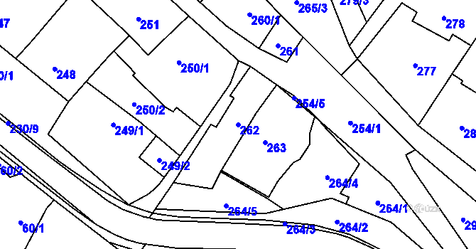 Parcela st. 262 v KÚ Holubice, Katastrální mapa