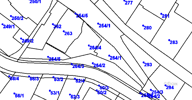 Parcela st. 264 v KÚ Holubice, Katastrální mapa