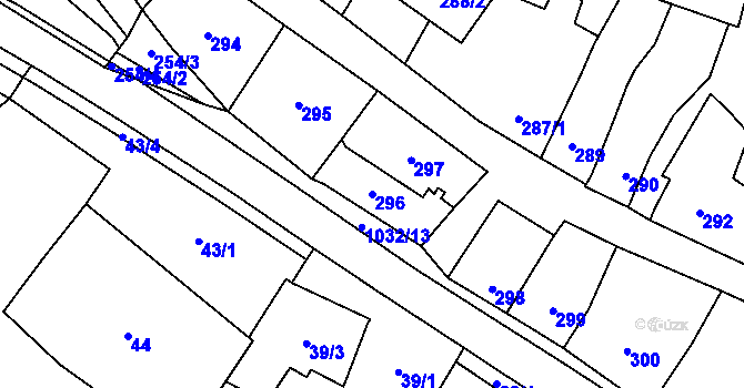 Parcela st. 296 v KÚ Holubice, Katastrální mapa