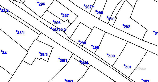 Parcela st. 298 v KÚ Holubice, Katastrální mapa