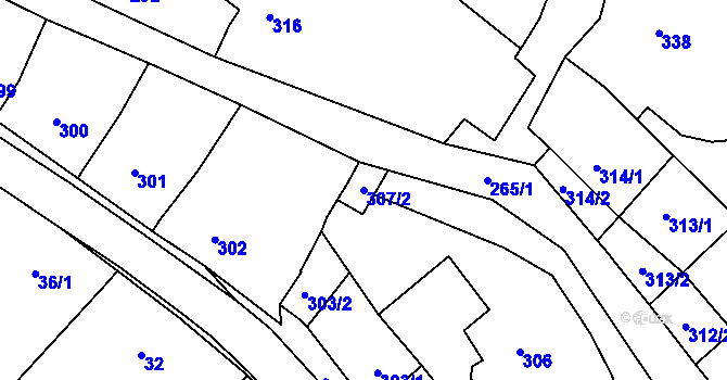 Parcela st. 307/2 v KÚ Holubice, Katastrální mapa