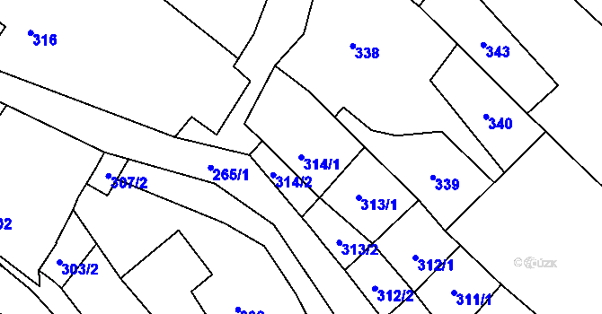 Parcela st. 314/1 v KÚ Holubice, Katastrální mapa