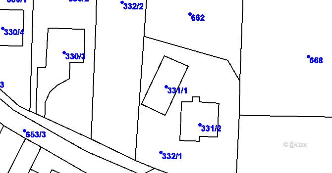 Parcela st. 331/1 v KÚ Holubice, Katastrální mapa