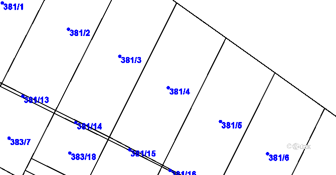 Parcela st. 381/4 v KÚ Holubice, Katastrální mapa
