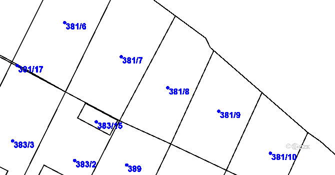 Parcela st. 381/8 v KÚ Holubice, Katastrální mapa