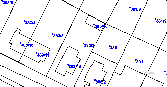 Parcela st. 383/2 v KÚ Holubice, Katastrální mapa